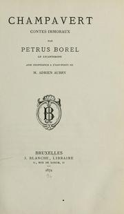 Cover of Champavert by Pétrus Borel