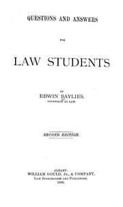 Front cover of Questions and answers for law students by Edwin Baylies