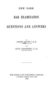 Front cover of New York bar examination questions and answers by Joseph Jacobs