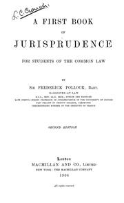 Front cover of A first book of jurisprudence for students of the common law by Sir Frederick Pollock
