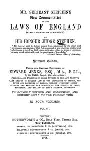 Cover of Mr. Serjeant Stephen's New commentaries on the laws of England by Henry John Stephen