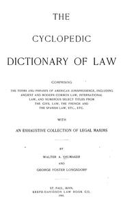Cover of The cyclopedic dictionary of law by Walter A. Shumaker