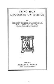 Cover of Tsing Hua lectures on ethics by Walcott, Gregory Dexter