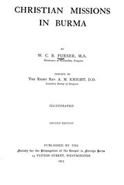 Front cover of Christian missions in Burma by W. C. B. Purser