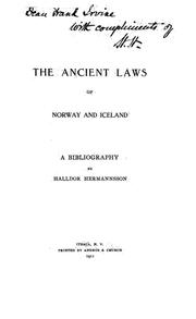 Front cover of The ancient laws of Norway and Iceland by Halldór Hermannsson