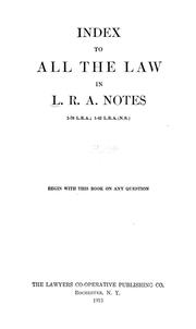 Front cover of Index to all the law in L.R.A. notes by Unknown