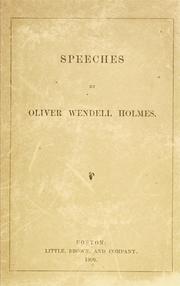 Front cover of Speeches by Oliver Wendell Holmes by Oliver Wendell Holmes, Jr.
