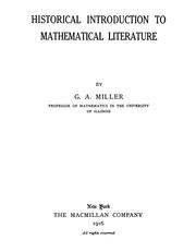 Front cover of Historical introduction to mathematical literature by G. A. Miller