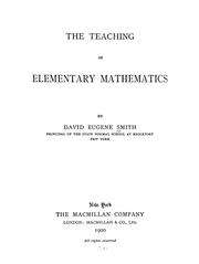 Front cover of The teaching of elementary mathematics by David Eugene Smith