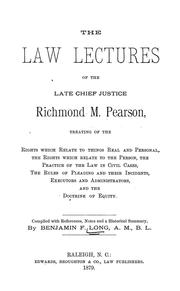 Front cover of The law lectures of the late Chief Justice Richmond M. Pearson by Richmond M. Pearson