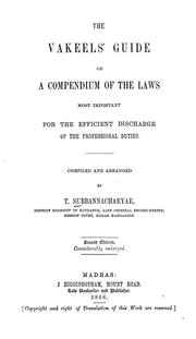 Cover of The vakeel's guide by T. Subbannacharyar
