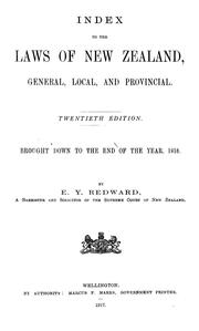Cover of Index to the laws of New Zealand, general, local, and provincial by New Zealand.