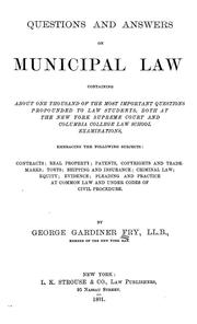 Front cover of Questions and answers on municipal law by George Gardiner Fry