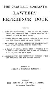 Cover of The Carswell Company's Lawyers' reference book by Sweet & Maxwell