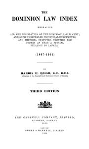 Front cover of The Dominion law index by Harris H. Bligh