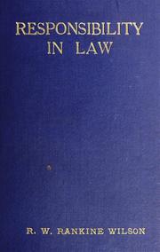 Front cover of Responsibility in law by R. W. Rankine Wilson