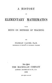 Cover of A history of elementary mathematics with hints on methods of teaching by Florian Cajori