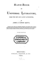 Cover of Handbook of universal literature by Anne C. Lynch Botta