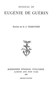 Front cover of Journal of Eugénie de Guérin by Eugénie de Guérin