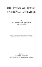 Front cover of The ethics of Jewish apocryphal literature by H. Maldwyn Hughes