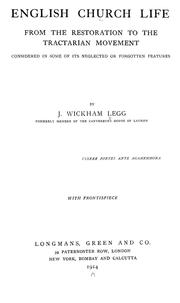 Front cover of English church life from the restoration to the tractarian movement by J. Wickham Legg