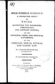 Cover of Horae juridicae subsecivae by Charles Butler