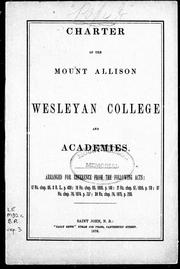 Front cover of Charter of the Mount Allison Wesleyan College and Academies by Mount Allison Wesleyan College.