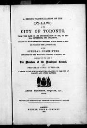 Front cover of A second consolidation of the by-laws of the city of Toronto by Toronto (Ont.).