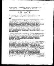 Front cover of An act for regulating the manner of licencing public houses, and for the more easy convicting of persons selling spirituous liquors without licence by Upper Canada