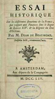 Front cover of Essai historique sur les différentes situations de la France by Charlotte d'Éon de Beaumont