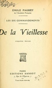 Front cover of De la vieillesse by Émile Faguet