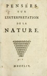Front cover of Pensées sur l'interpretation de la nature by Denis Diderot