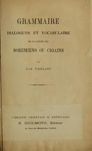 Cover of Grammaire, dialogues et vocabulaire de la langue des Bohémiens ou Cigains by Jean Alexandre Vaillant