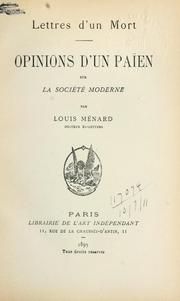Cover of Lettres d'un mort by Ménard, Louis