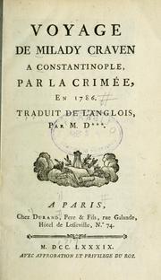 Front cover of Voyage de Milady Graven a Constantinople, par la crimée, en 1786 by Elizabeth Craven