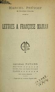 Cover of Lettres à Françoise maman by Marcel Prévost