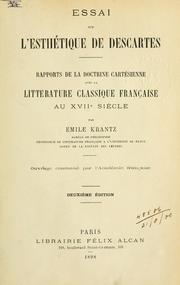 Front cover of Essai sur l'esthétique de Descartes by Émile Krantz