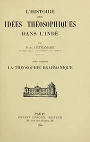 Front cover of L'histoire des idées théosophiques dans l'Inde by Paul Jean Oltramare
