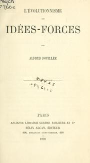 Cover of L' évolutionnisme des idées-forces by Alfred Fouillée
