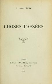 Front cover of Choses passées by Alfred Firmin Loisy