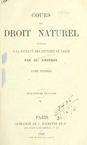 Cover of Cours de droit naturel by Théodore Simon Jouffroy
