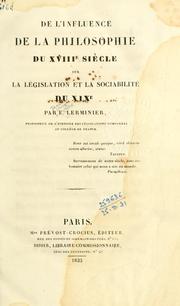 Cover of De l'influence de  la philosophie du xviiie siècle sur la législation et la sociabilité du XIXe by Jean Louis Eugène Lerminier
