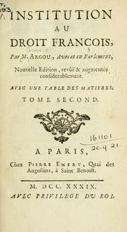 Cover of Institution au droit françois by Gabriel Argou
