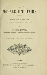 Cover of La morale utilitaire by Carrau, Ludovic