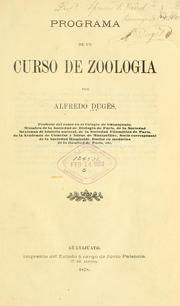 Front cover of Programa de un curso de zoologia by Alfredo Dugès