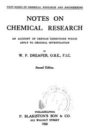 Front cover of Notes on chemical research by William Porter Dreaper