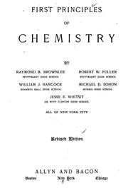 Cover of First principles of chemistry by Raymond Bedell Brownlee