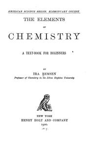 Cover of The elements of chemistry by Ira Remsen