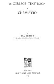 Cover of A college text-book of chemistry by Ira Remsen