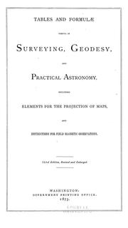 Cover of Tables and formulae useful in surveying, geodesy, and practical astronomy by Thomas J. Lee